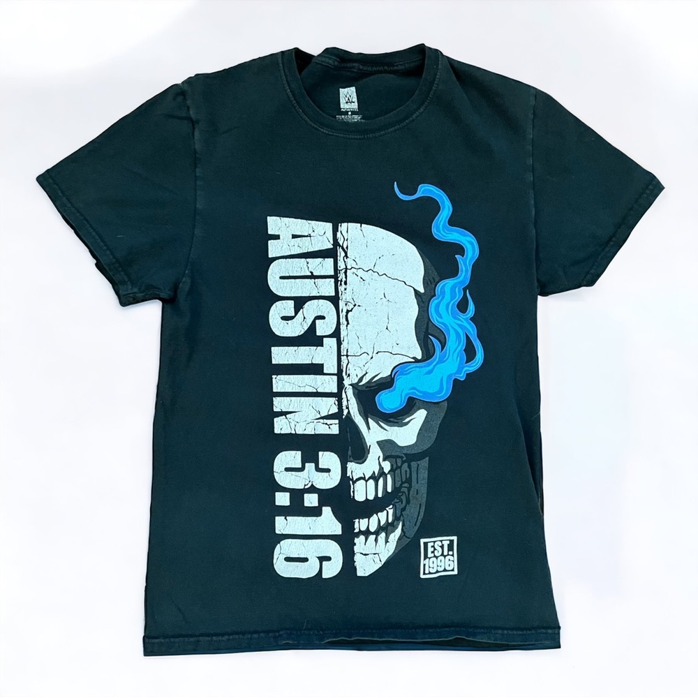 Stone Cold Steve Austin KOTR 1996 Half Fire Line Skull Pro Wrestling WWE Shirt S